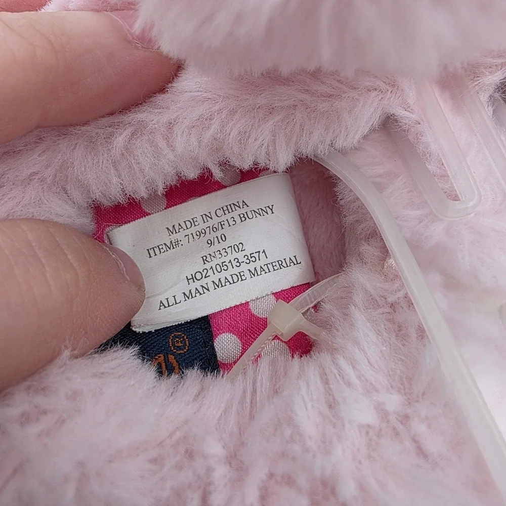 Stride Rite Fuzzy Bunny Faux Fur Plush Slippers Kids Size 9/10 NEW